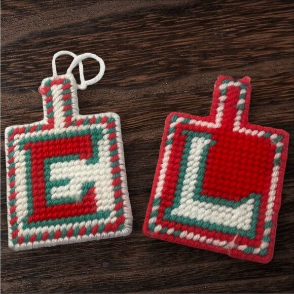 Vintage Handmade Plastic Canvas Christmas Ornaments Set Mouse Noel Holiday Decor - Picture 4 of 5